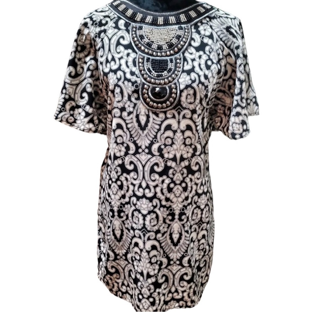 Vintage Dina Be Small Dress Ivory/Black Extremely Classy Cocktail Dress Sz S